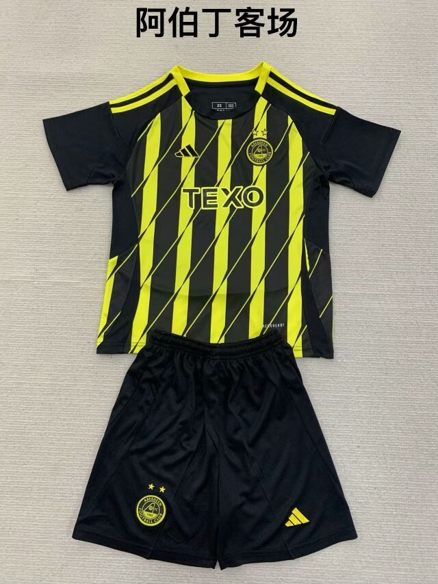 Kids 2024/25 Aberdeen Away Black & Green Kids/Youth Soccer Uniform-208