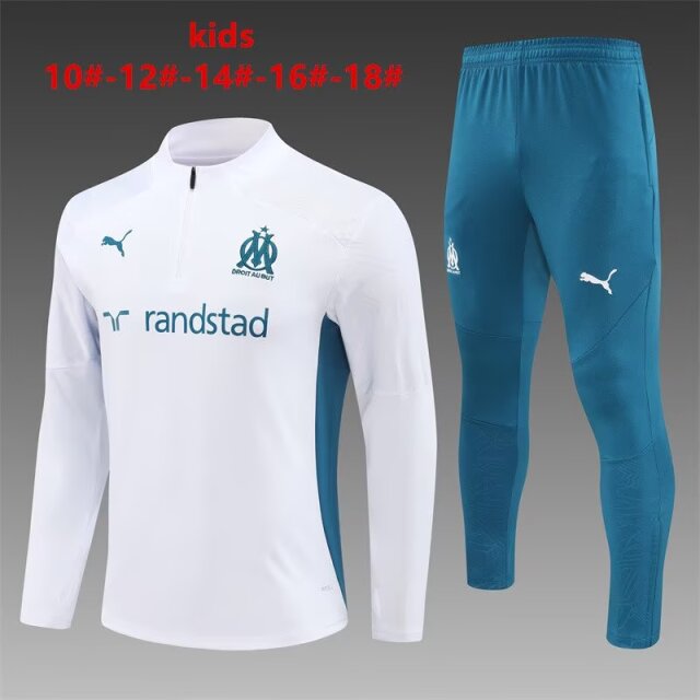 2024/25 Olympique Marseille White Kids/Youth Thailand Soccer Uniform-801