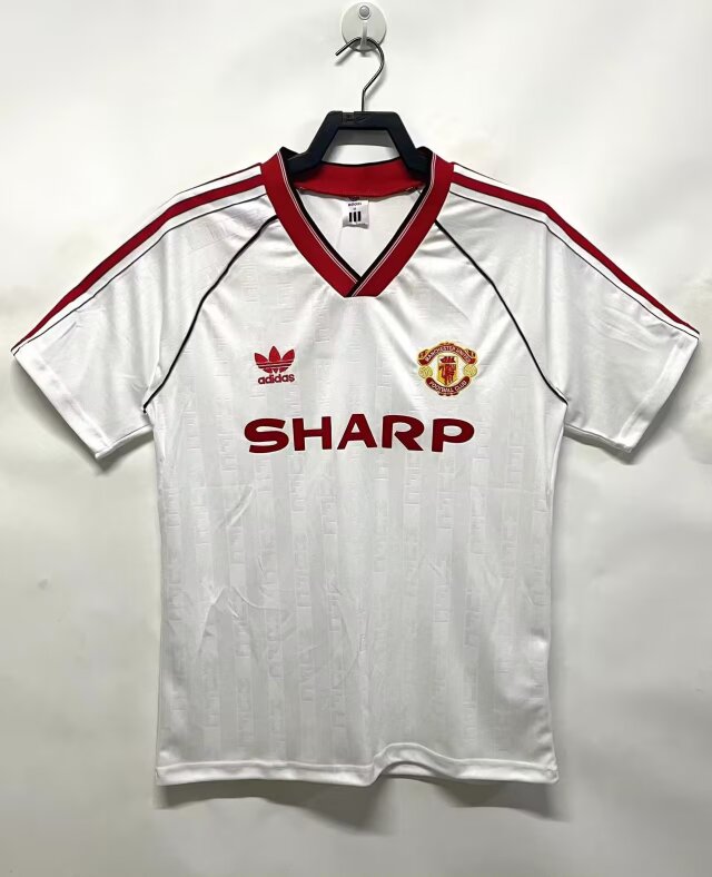 88/90 Retro Version Manchester United Away White Thailand Soccer Jersey AAA-811