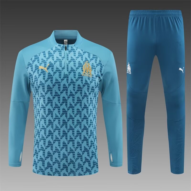 2024/25 Olympique Marseille Blue Thailand Soccer Tracksuit Uniform-801