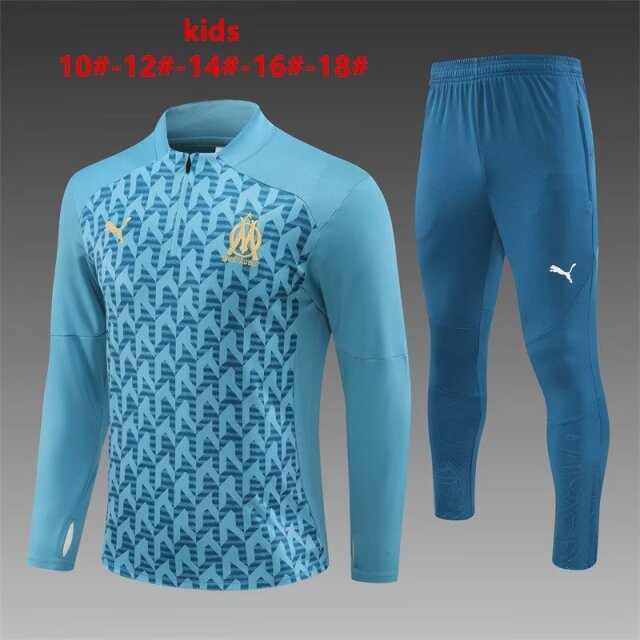 Kids 2024/25 Olympique Marseille Blue Kids/Youth Thailand Soccer Uniform-801