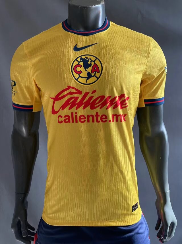 Player Version 2024/25 Club América Home Yellow Thailand Soccer Jersey AAA-703/908/16