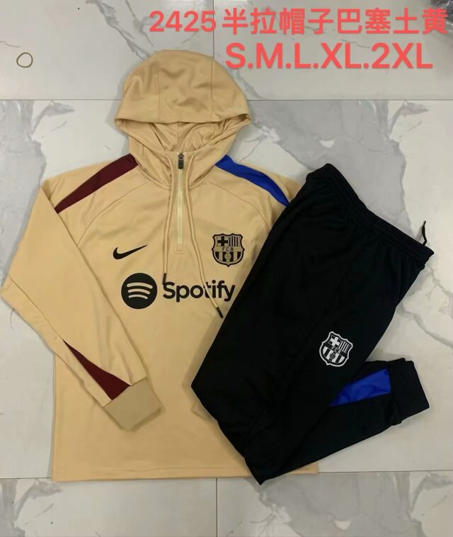 2024/25 Barcelona Yellow Thailand Soccer Tracksuit Uniform Hoodies-815