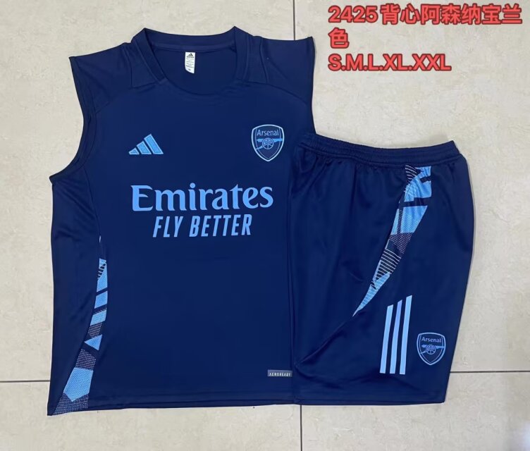 2024/25 Arsenal Royal Blue Shorts-Sleeve Soccer Tracksuit Uniform-815