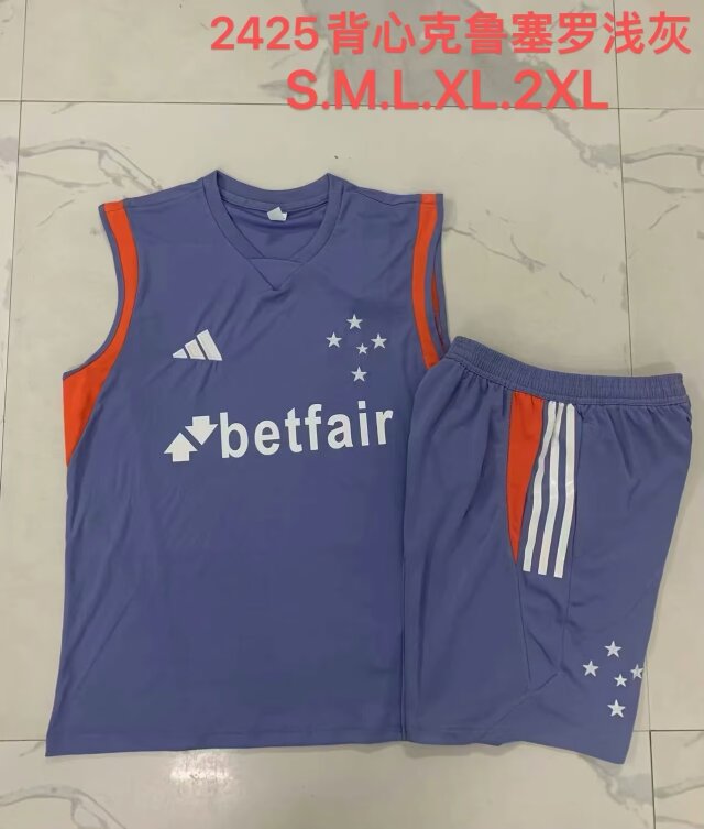 2024/25 Cruzeiro EC Gray Shorts-Sleeve Thailand Tracksuit Uniform-815