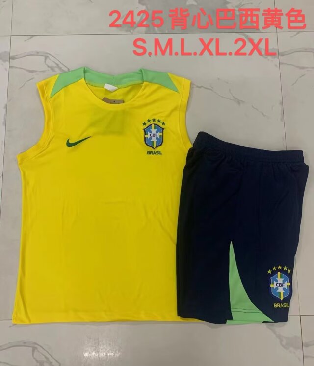 2024/25 Brazil Yellow Shorts-Sleeve Thailand Tracksuit Uniform-815