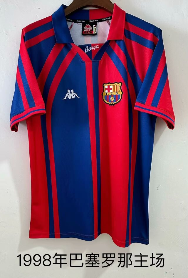 1998 Retro Version Barcelona Home Red & Blue Yellow Thailand Soccer Jerseys-709