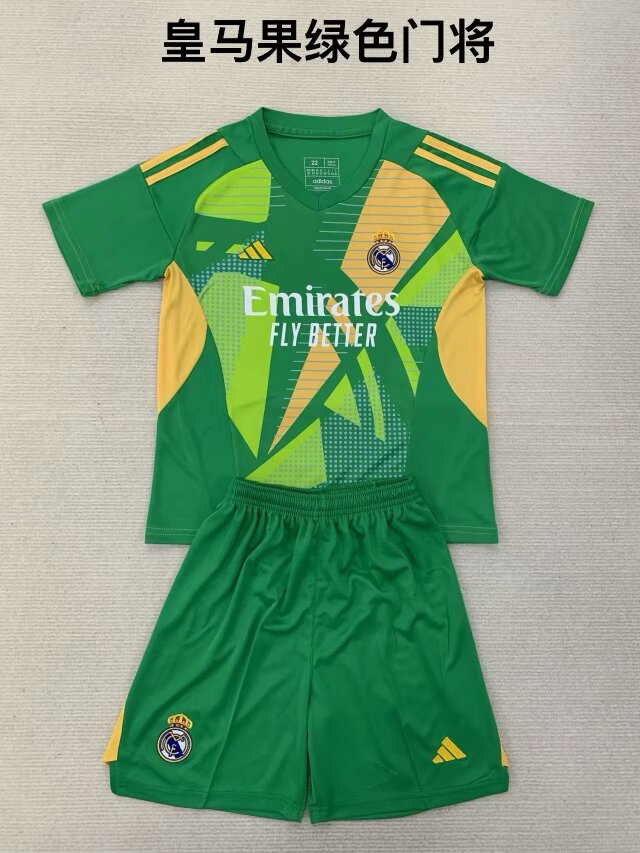 Kids 2024/25 Real Madrid Goalkepeer Green Kids/youth Soccer Uniform-208