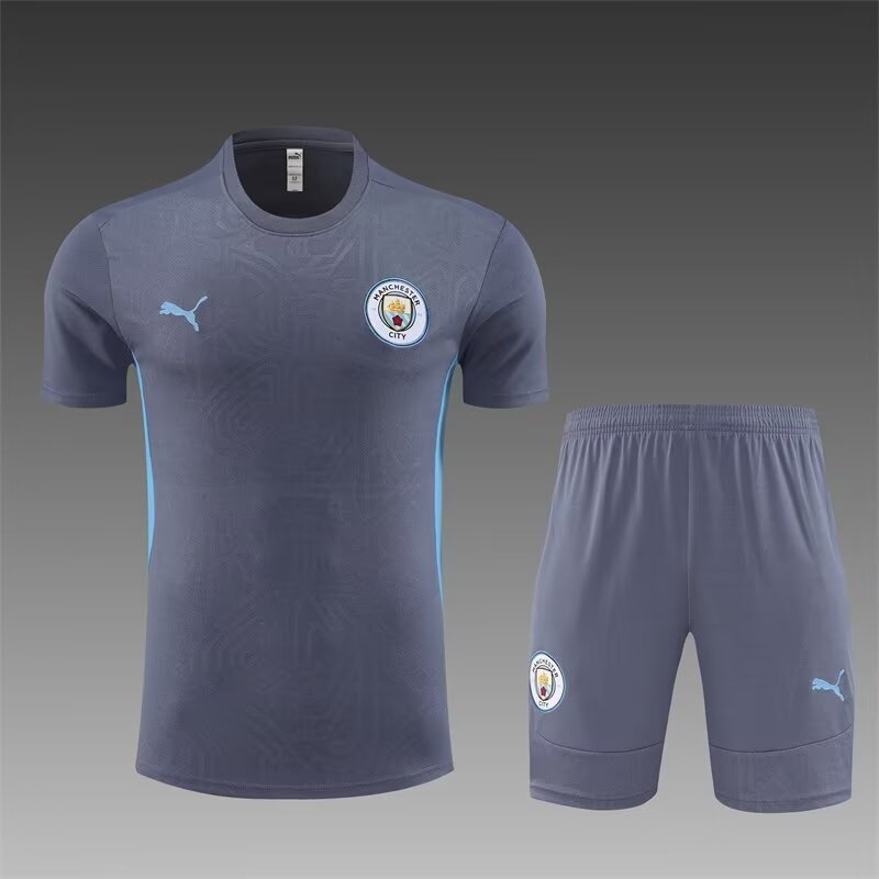 2024/25 Manchester City Dark Gray Shorts-Sleeve Thailand Tracksuit Uniform-801