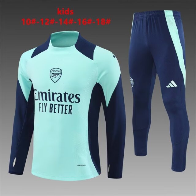 Player Version Kids 2024/25 Arsenal Lake Blue Kids/Youth Soccer Tracksuit Uniform-801