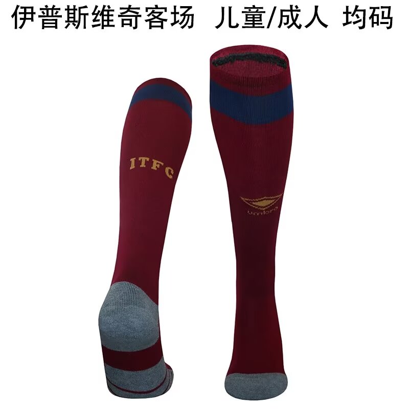 Adult/Kids 2024/25 Ipswich Town Away Red Thailand Soccer Socks