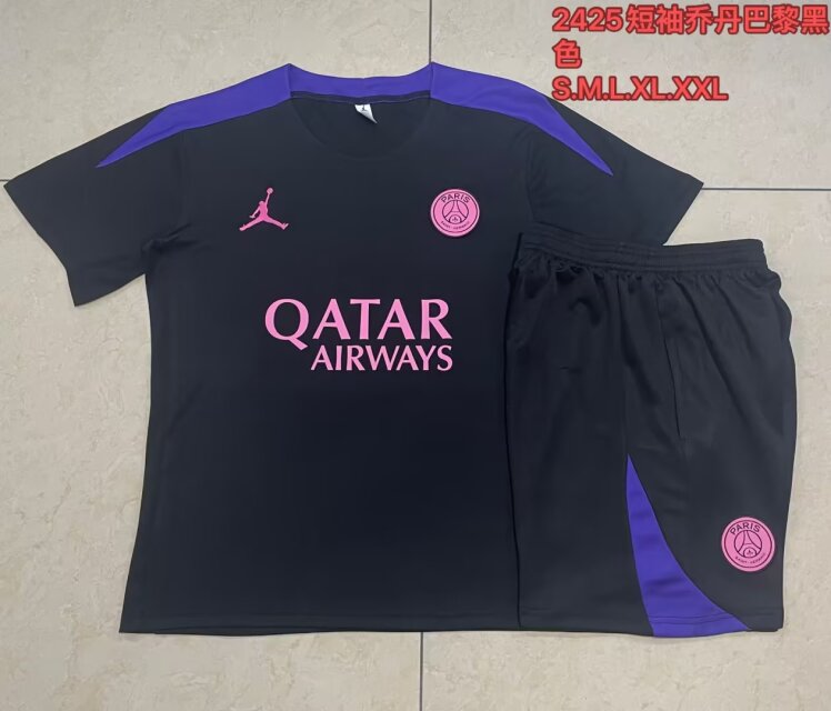 2024/25 Paris SG Black Shorts-Sleeve Thailand Soccer Uniform-815