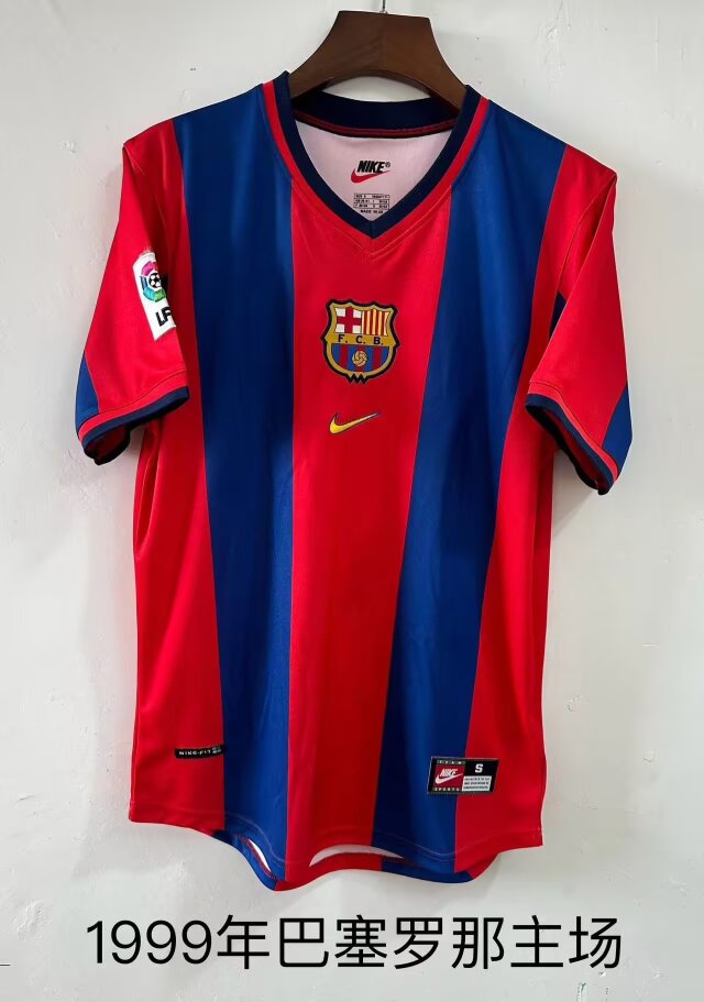 1999 Retro Version Barcelona Home Red & BlueThailand Soccer Jerseys-709