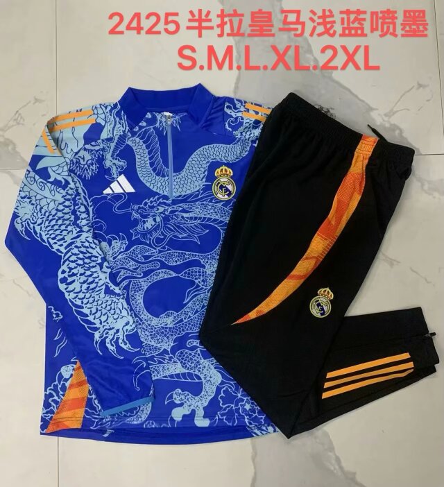 2024/25 Real Madrid Light Blue Soccer Tracksuit Uniform-815