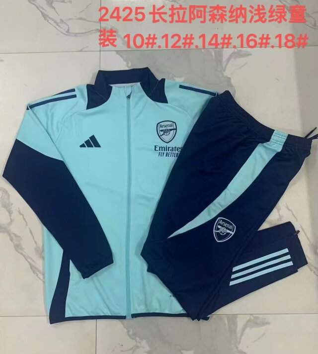 Kids 2024-25 Arsenal Light Green Kids/Youth Soccer Jacket Uniform-815