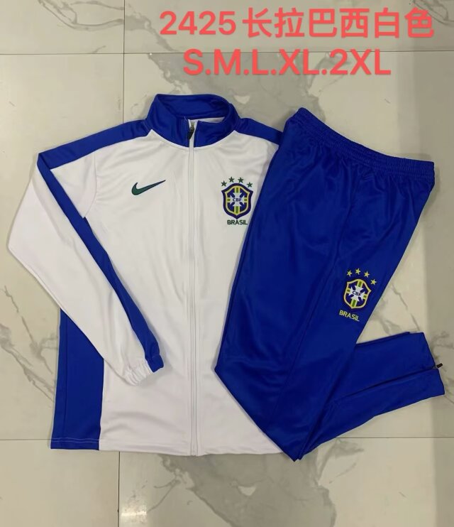 2024/25 Brazil White Thailand Soccer Jacket Uniform-815