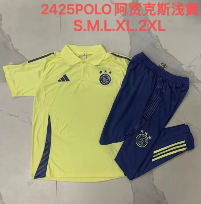 2024/25 Ajax Light Yellow Turndown Thailand Polo Uniform-815