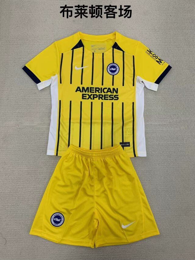 Kids 2024/25 Brighton & Hove Albion Away Yellow Kids/Youth Soccer Uniform-208