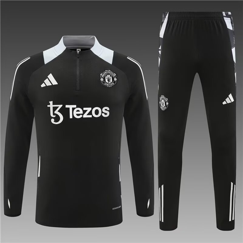 2024/25 Manchester United Black Thailand Tracksuit Uniform-801