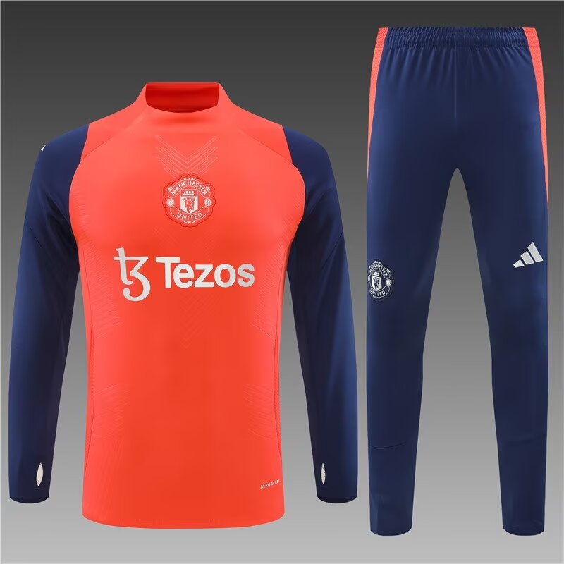 Player Version 2024/25 Manchester United Orange Red Thailand Tracksuit Uniform-801