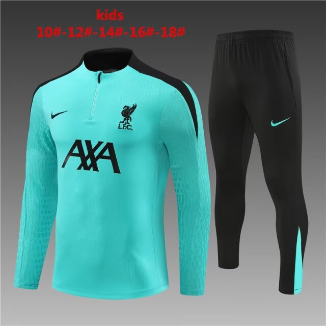 Player Version 2024/25 Liverpool Lake Blue Kids/Youth Soccer Tracksuit Uniform-801