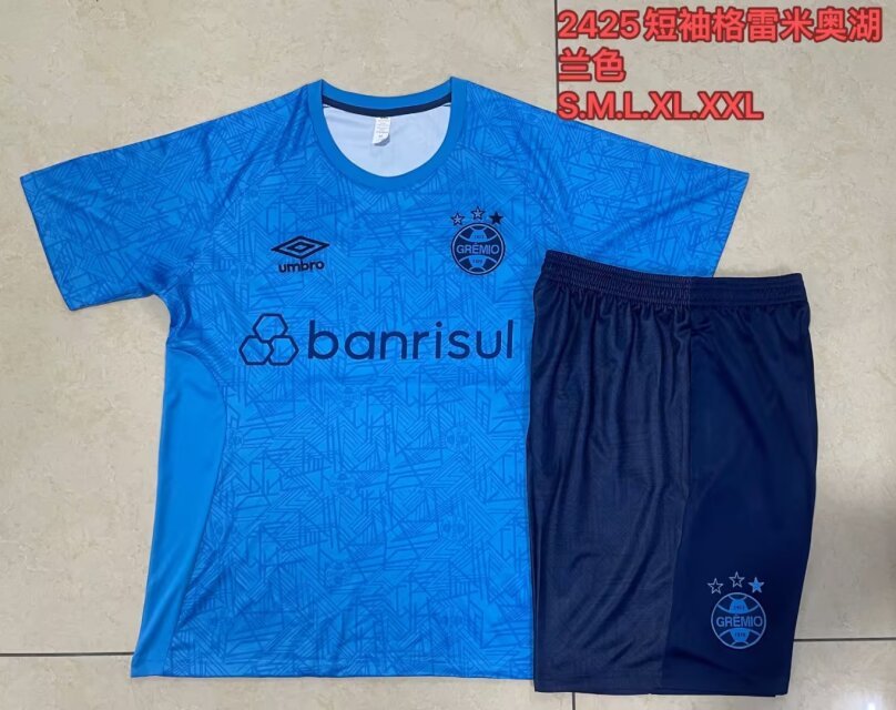 2024/25 Grêmio FBPA Lake Blue Shorts-Sleeve Soccer Tracksuit Uniform-815