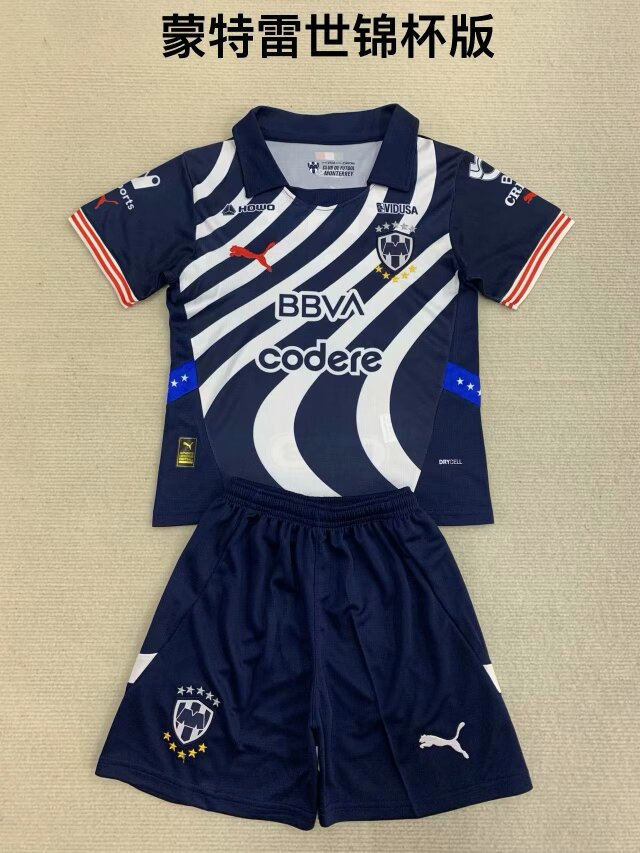 Kids 2024/25 Shijin Huai Version Monterrey White & Blue Kids/Yotuh Soccer Uniform-208