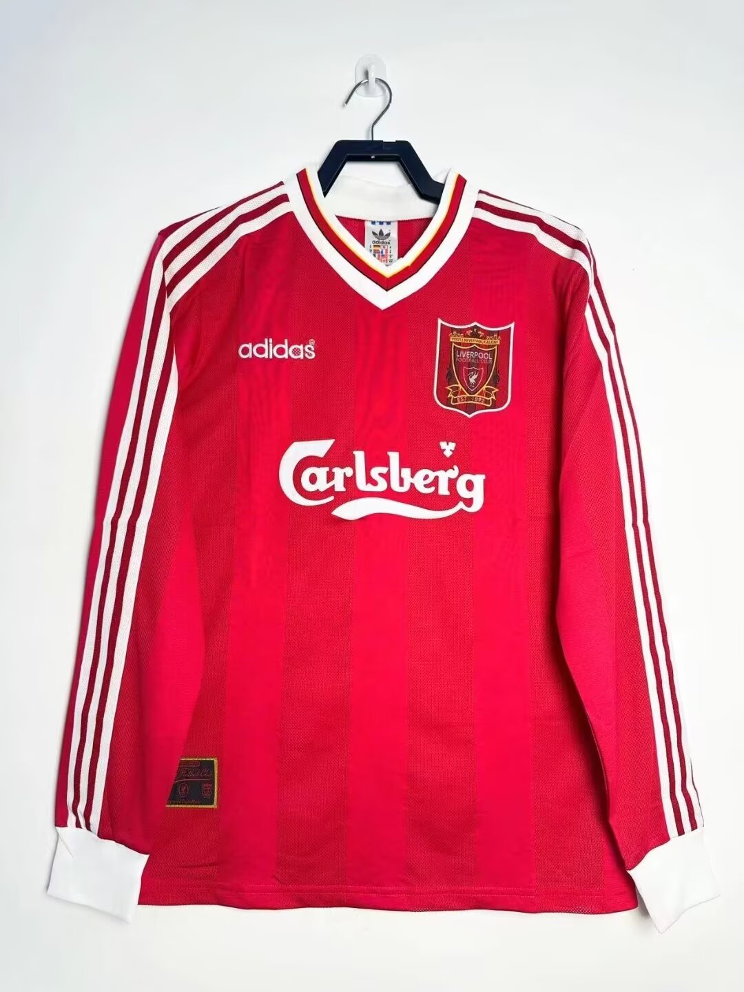 1995-96 Retro Version Liverpool Home Red LS Thailand Soccer Jersey AAA-811