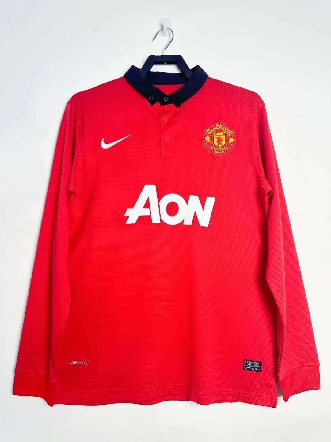 2013-14 Retro Version Manited United Home Red LS Thailand Soccer Jersey AAA-811