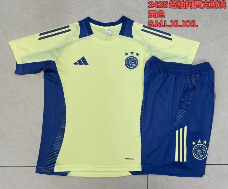 2024/25 Ajax Light Yellow Shorts-SleeveThailand Tracksuit Uniform-815