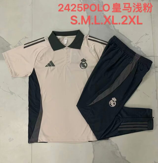 2024/25 Real Madrid Light Pink Thailand Soccer Polo Uniform-815