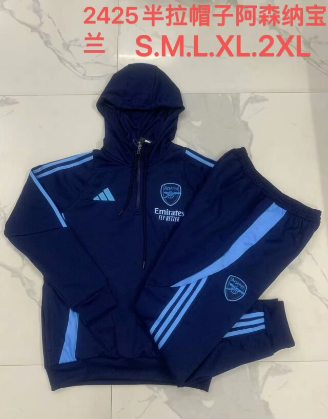 2024/25 Arsenal Royal Blue Soccer Tracksuit Uniform With Hat-815