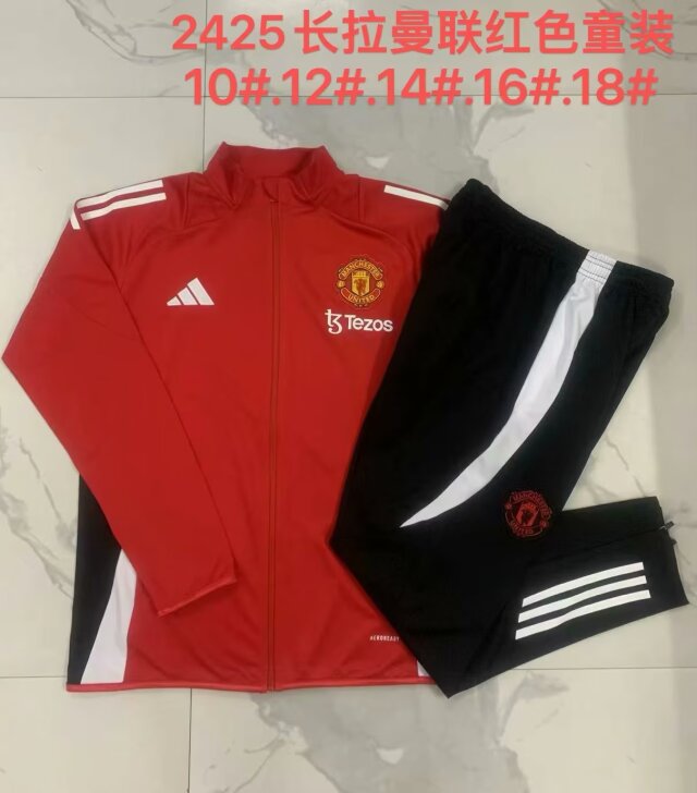 Kids 2024/25 Manchester United Red Kids/Youth Jacket Uniform-815