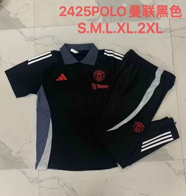 2024/25 Manchester United Black Thailand Polo Uniform-815