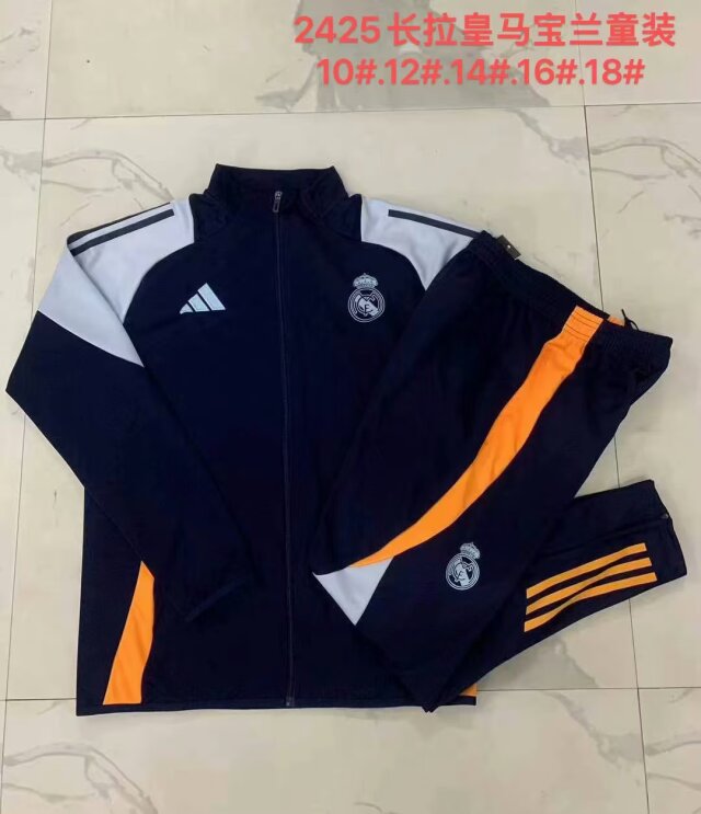 Kids 2024/25 Real Madrid Royal Blue Youth/Kids Thailand Soccer Jacket Uniform-815