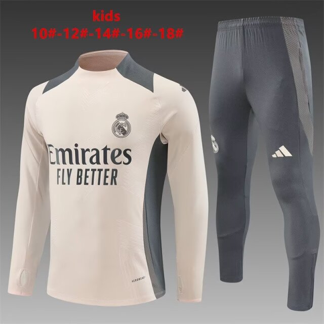 Player Version Kids 2024/25 Real Madrid Apricot Kids/Youth Soccer Tracksuit Uniform-801