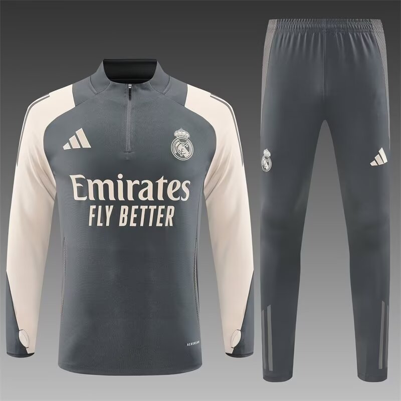 2024/25 Real Madrid Dray Gray Soccer Tracksuit Uniform-801