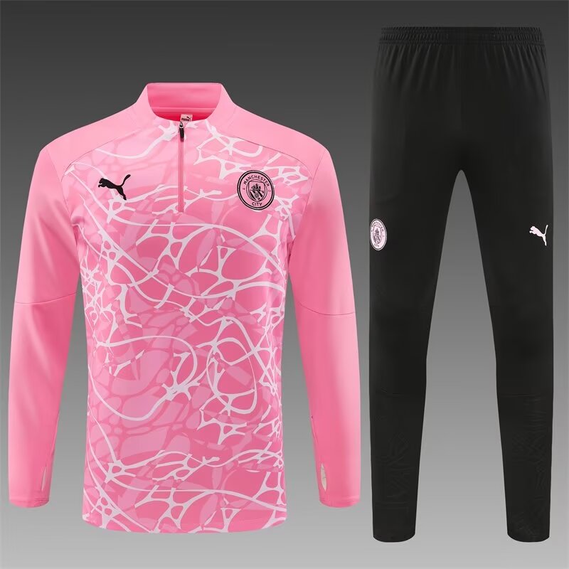 2024/25 Manchester City Pink Thailand Tracksuit Uniform-801