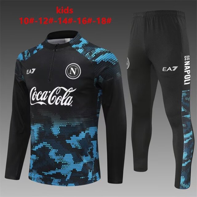 2024/25 SSC Napoli Blue & Black Kids/Youth Soccer Tracksuit Uniform-801