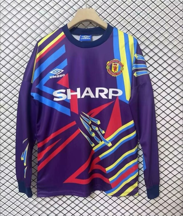 1992/93 Retro Version Manited United Goalkeeper Purple LS Thailand Soccer Jersey AAA-95