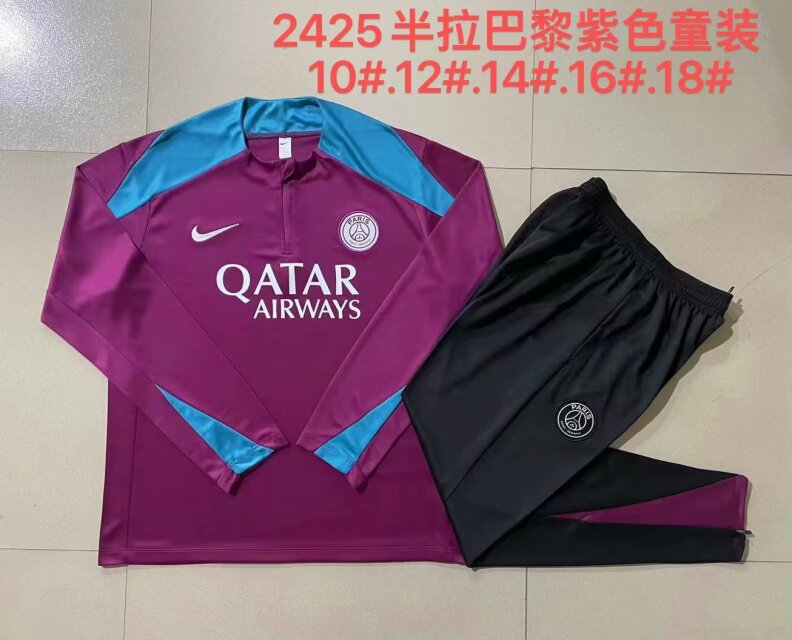 Kids 2024/25 Paris SG Purple Red Kids/Youth Thailand Soccer Uniform-815