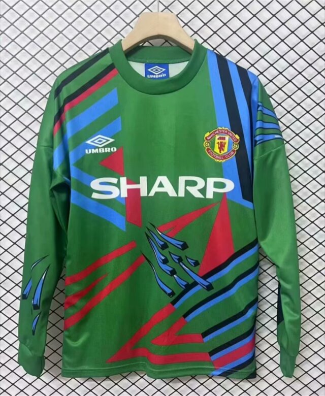 1992/93 Retro Version Manited United Goalkeeper Green LS Thailand Soccer Jersey AAA-95