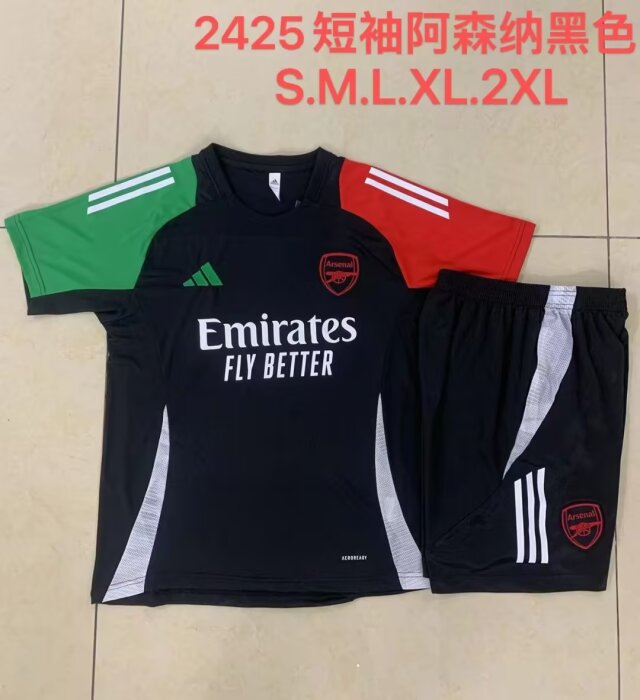 2024/25 Arsenal Black Shorts-Sleeve Soccer Tracksuit Uniform-815