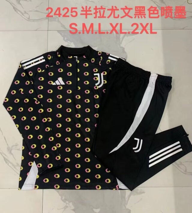 2024/25 Juventus FC Balck Thailand Soccer Tracksuit Uniform-815