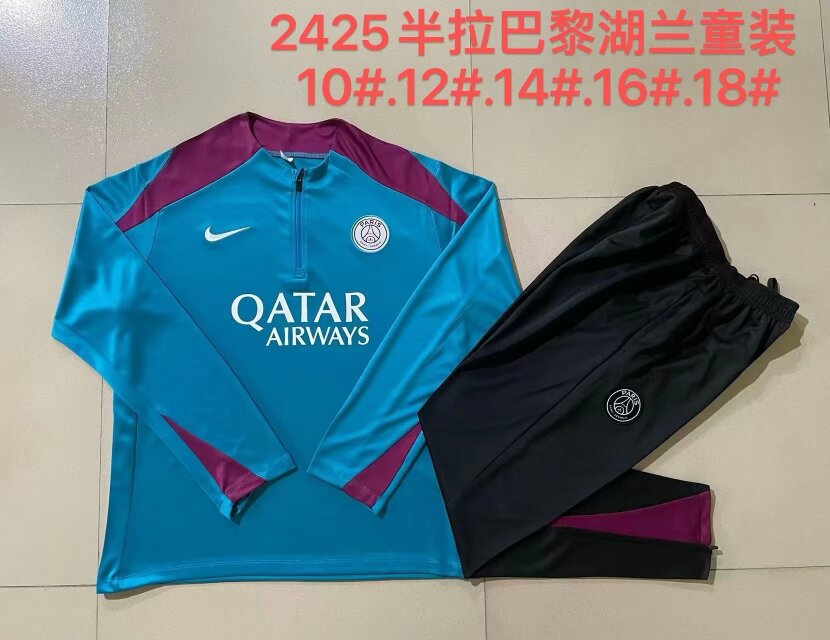 Kids 2024/25 Paris SG Lake Blue Kids/Youth Thailand Soccer Uniform-815