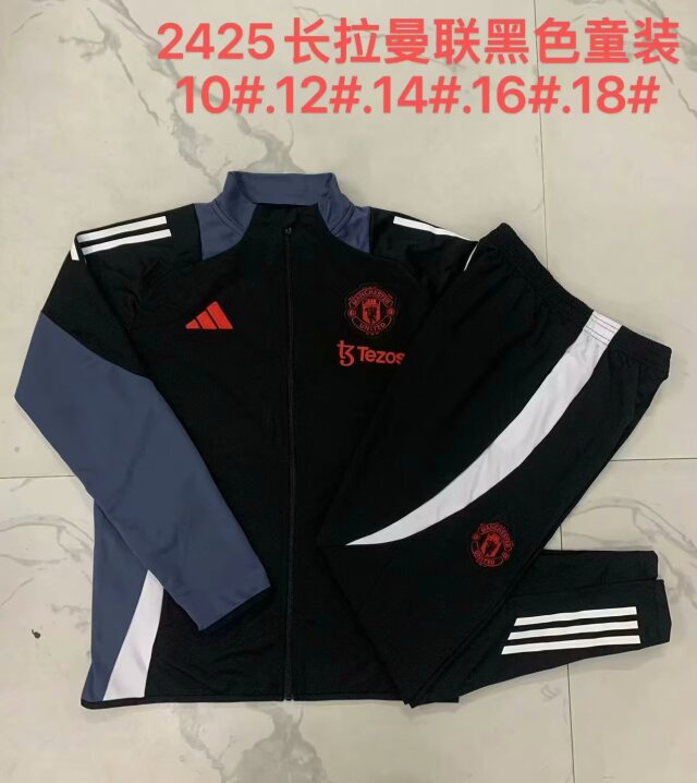 Kids 2024/25 Manchester United Black Kids/Youth Jacket Uniform-815