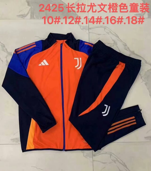 Kids 2024/25 Juventus FC Orange Kids/Youth Soccer Jacket Uniform-815