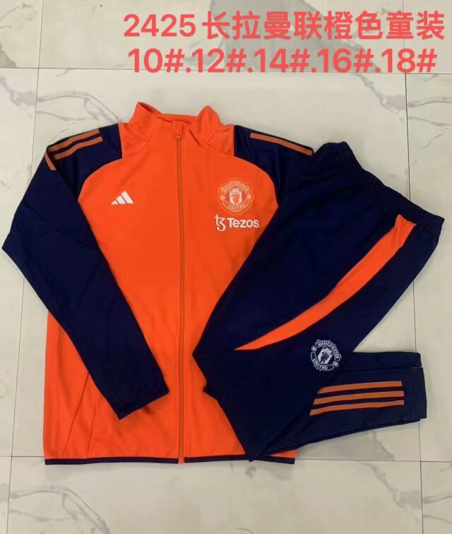 Kids 2024/25 Manchester United Orange Kids/Youth Jacket Uniform-815