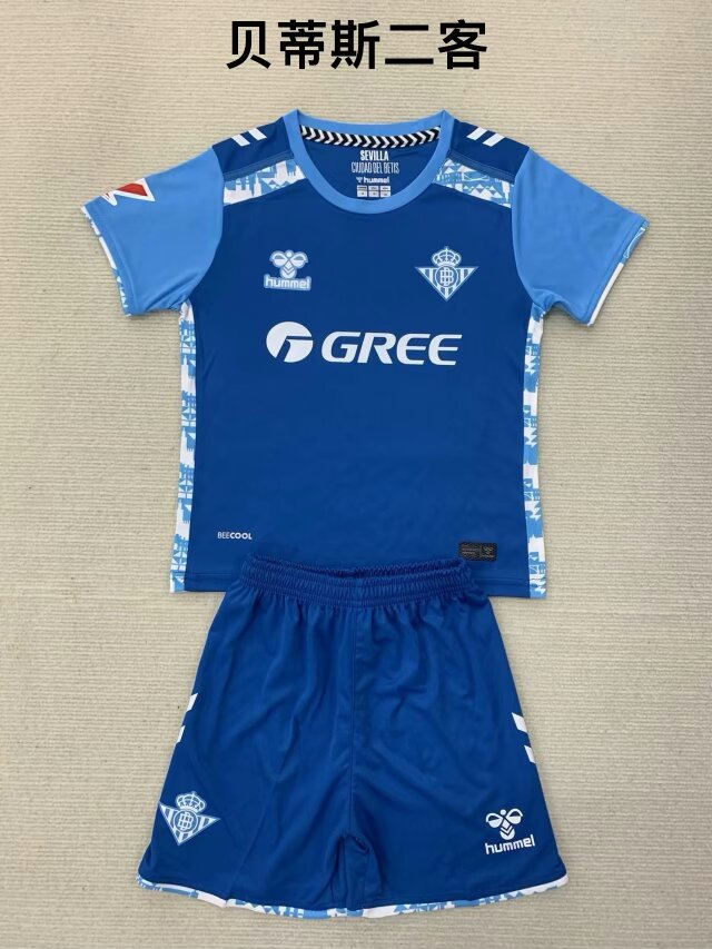 Kids 2024/25 Real Betis 2nd Away Blue Kids/Youth Soccer Uniform-208