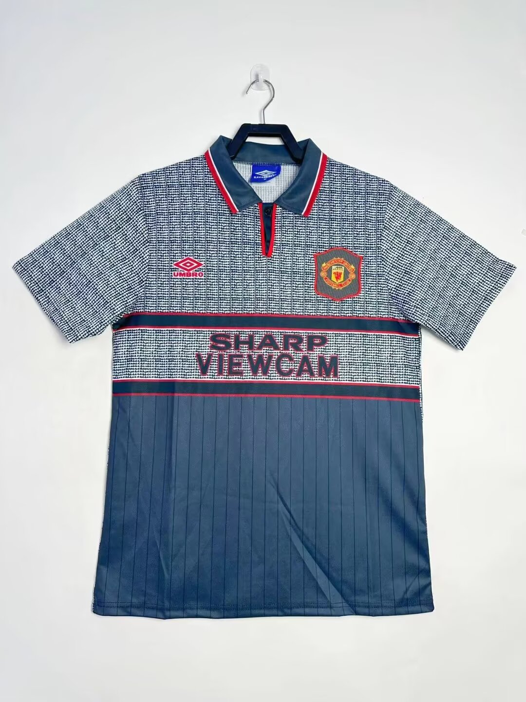 94-96 Retro Version Manchester United Away Gray & Blue Thailand Soccer Jersey AAA-710/1041/811